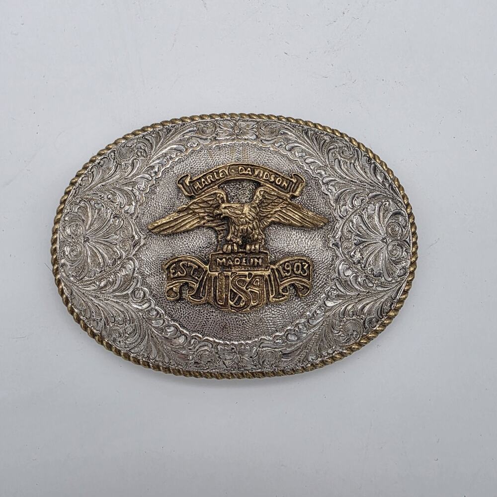 Vintage Harley Davidson Crumrine Eagle Belt Buckle Made in USA Est 1903
